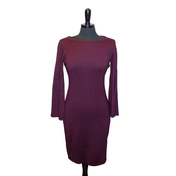 Calvin Klein Knit Sheath Dress Long Sleeve Acrylic Purple Size S - Picture 1 of 5